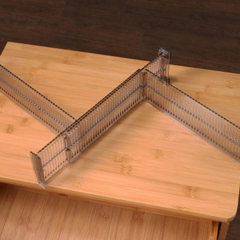 2 Pcs Adjustable Drawer Separators Divider Plastic DIY Socks Closet Organizer