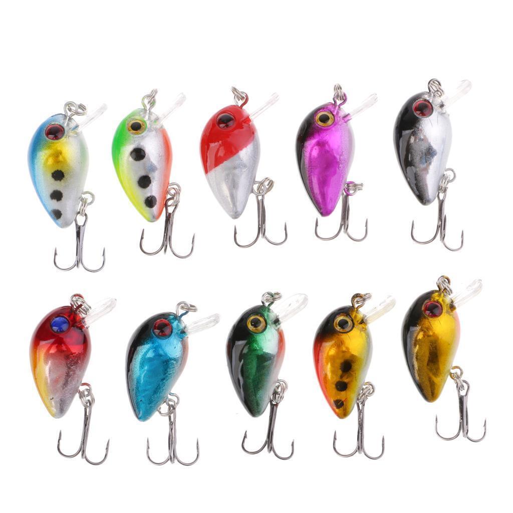 10Pcs Crank Lure Crank Baits 3cm Deep Swim Wobblers Hard Fishing Tackle