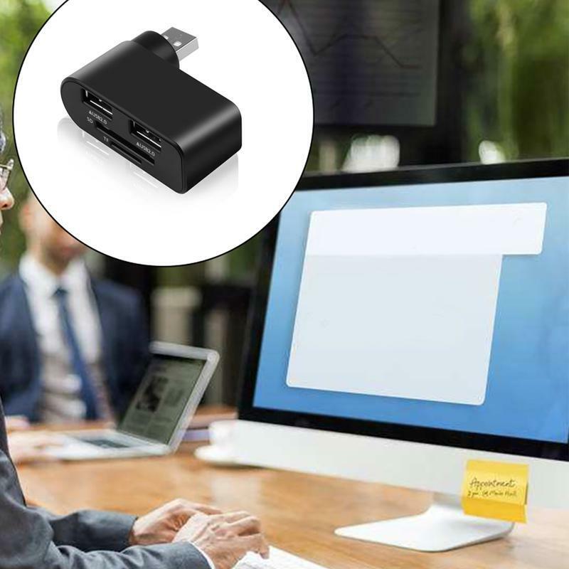 USB2.0 Hub Splitter Docking Station Dual USB 480Mb Splitter SD TF Card Reader