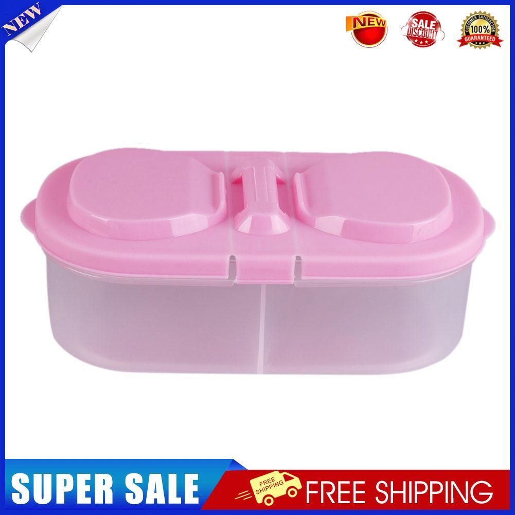 2 Grid Food Storage Box Nut Cosmetics Stationery Holder Home Organizer(Pink