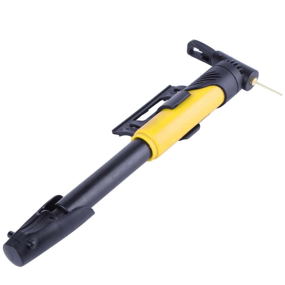 Portable Folding Bicycle Air Pump Inflator for Presta Schrader Valve Yellow
