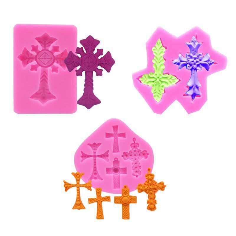 3Pcs Cross Shape Cake Fondant Mold Silicone  Chocolate Mold Decoration Supplies