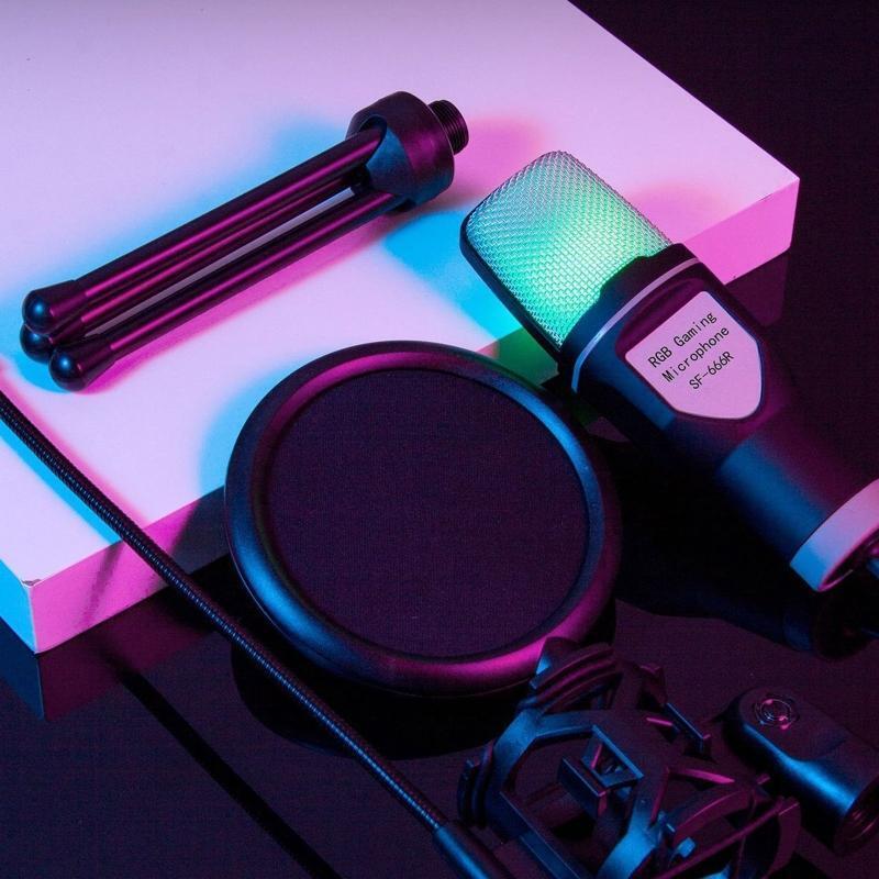 Microphone with Bracket Stand for Birthday Recording Streaming Conference