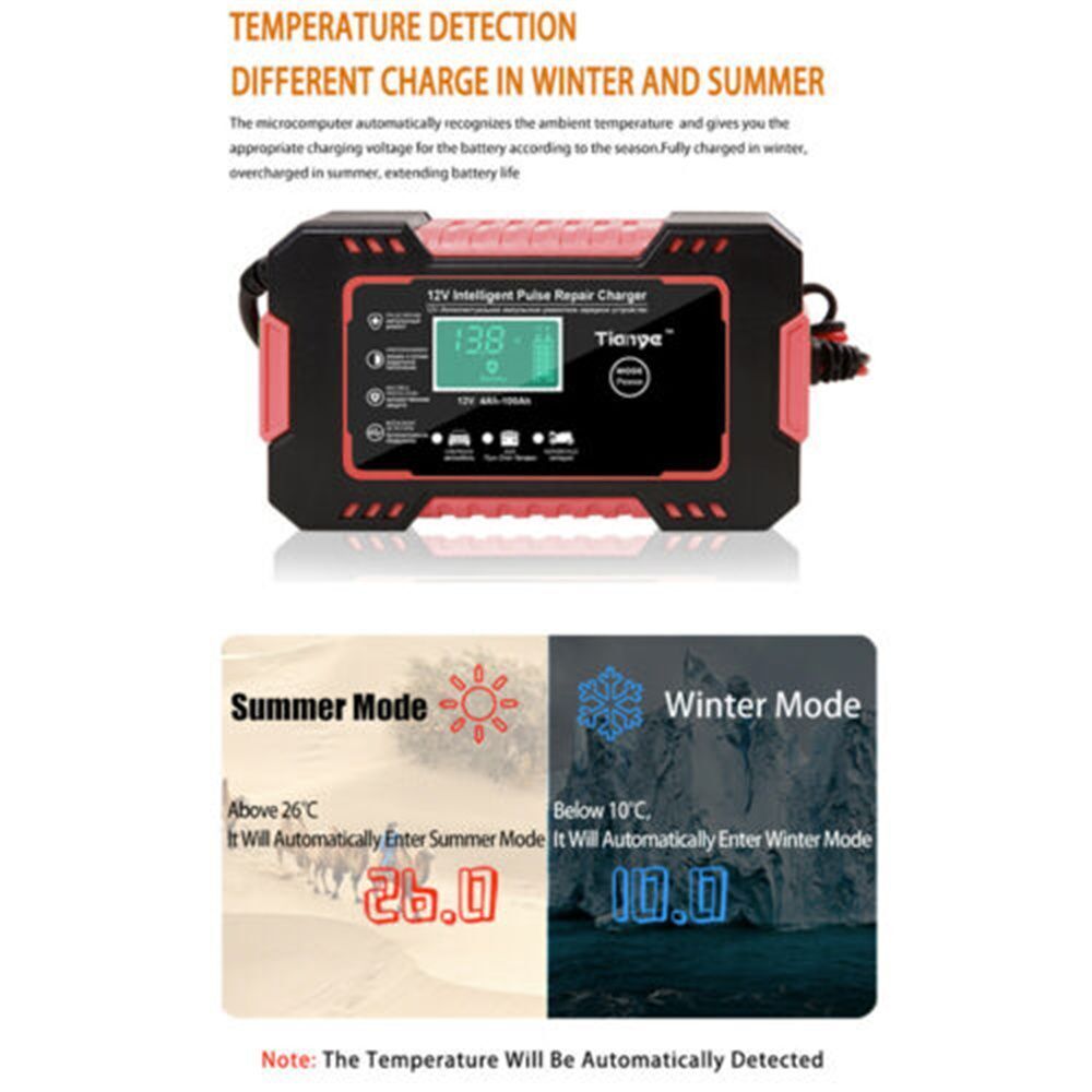 AGM/GEL Fast Charging Automatic Jump Starter Pulse Repair Car Battery Charger
