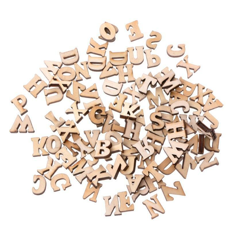 100Pcs Wooden Alphabet Embellishment Wood Letters Scrapbooking Cardmaking Craft