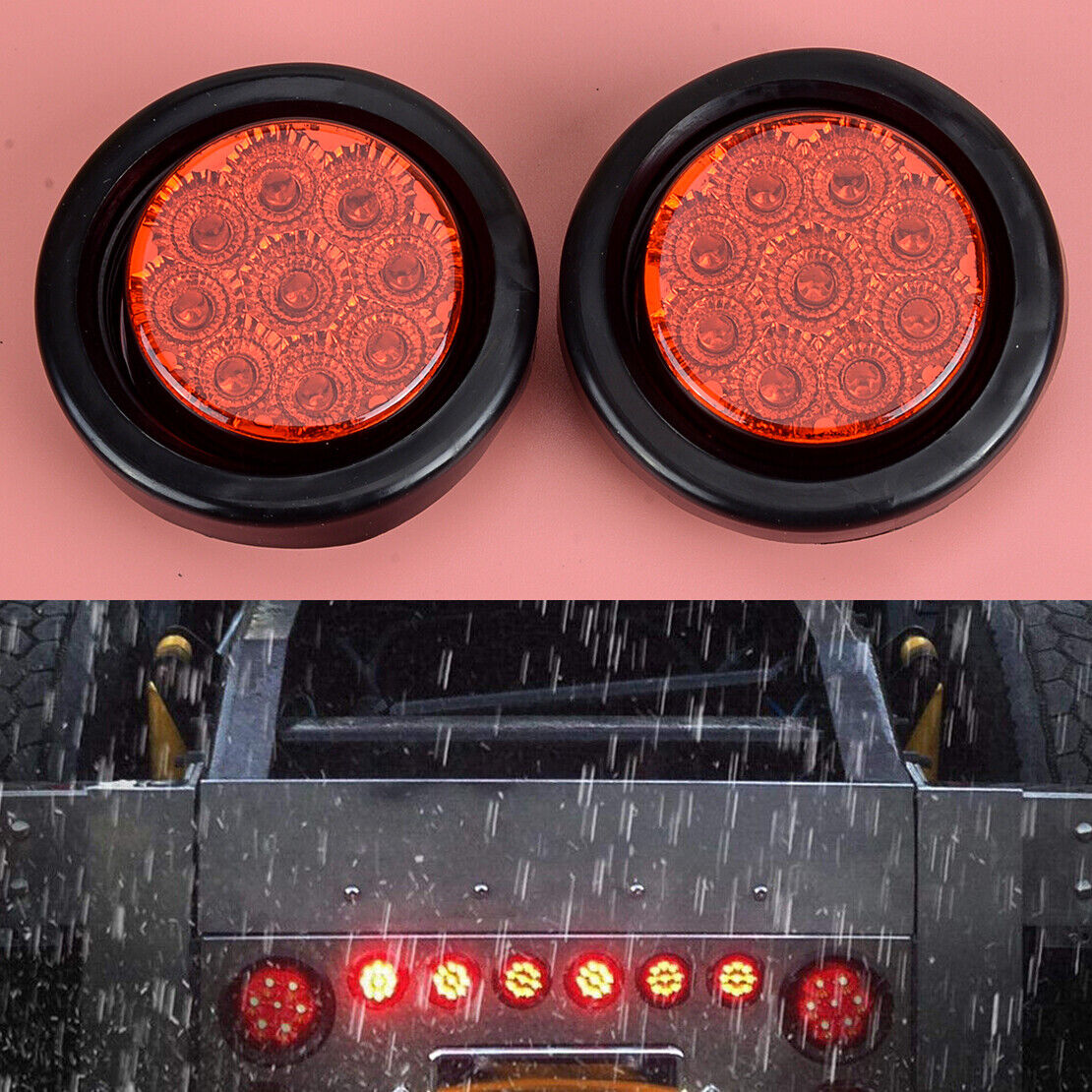 2pcs 2" Round LED Side Marker Light for Car Truck Trailer Van Caravan