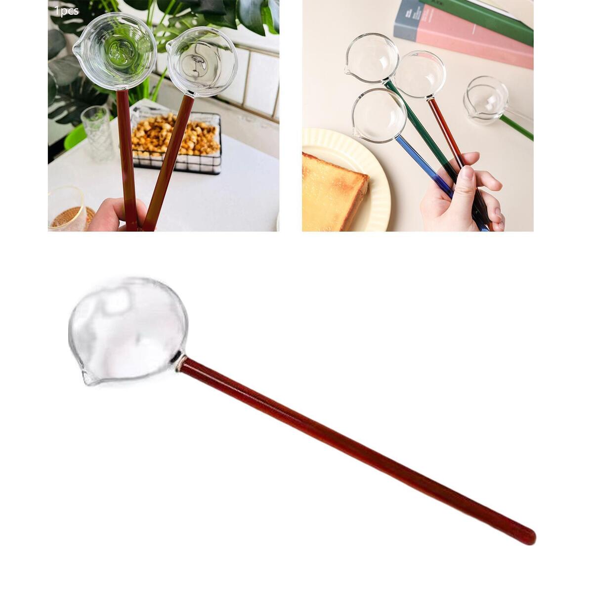 2x Glass Ladle Long Handle Food Grade Serving Cooking Sauce Gravy Spoon