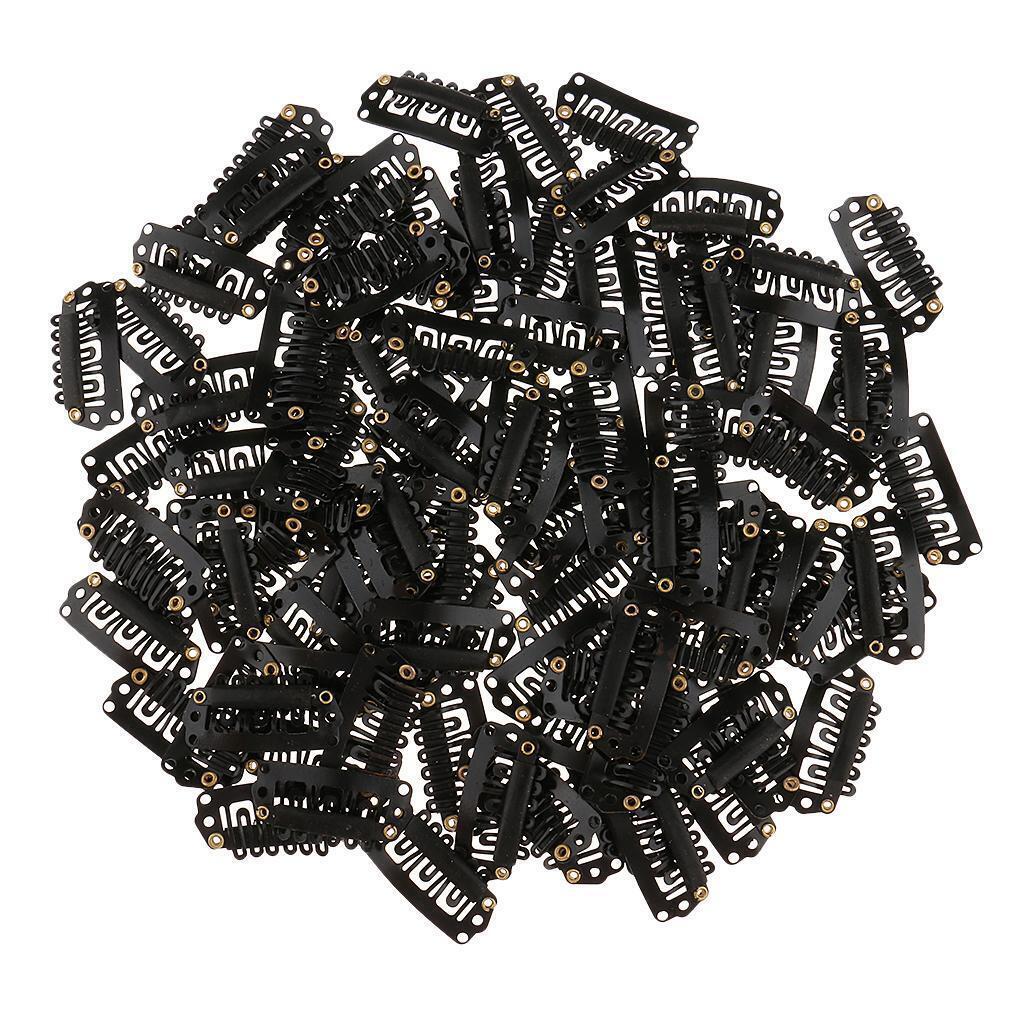 200pcs Metal Hairpiece Hair Extension Snap Clips 6 Teeth U Shape 2.8cm
