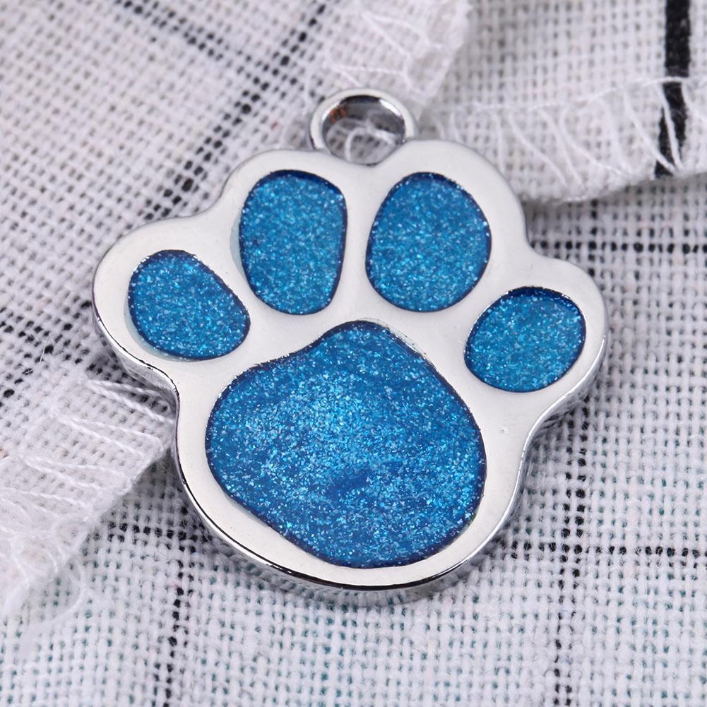 Stainless Steel Glitter Custom Pet Dog Tag Engraved Feet Card(Blue)