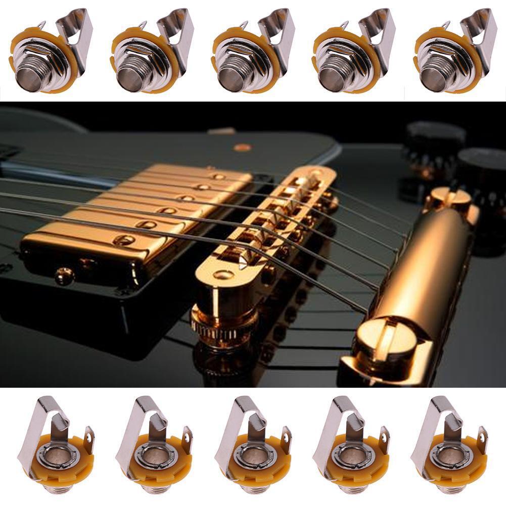 10pcs 1/4in Guitar Jack Socket Connector Female for Electric Guitar Bass