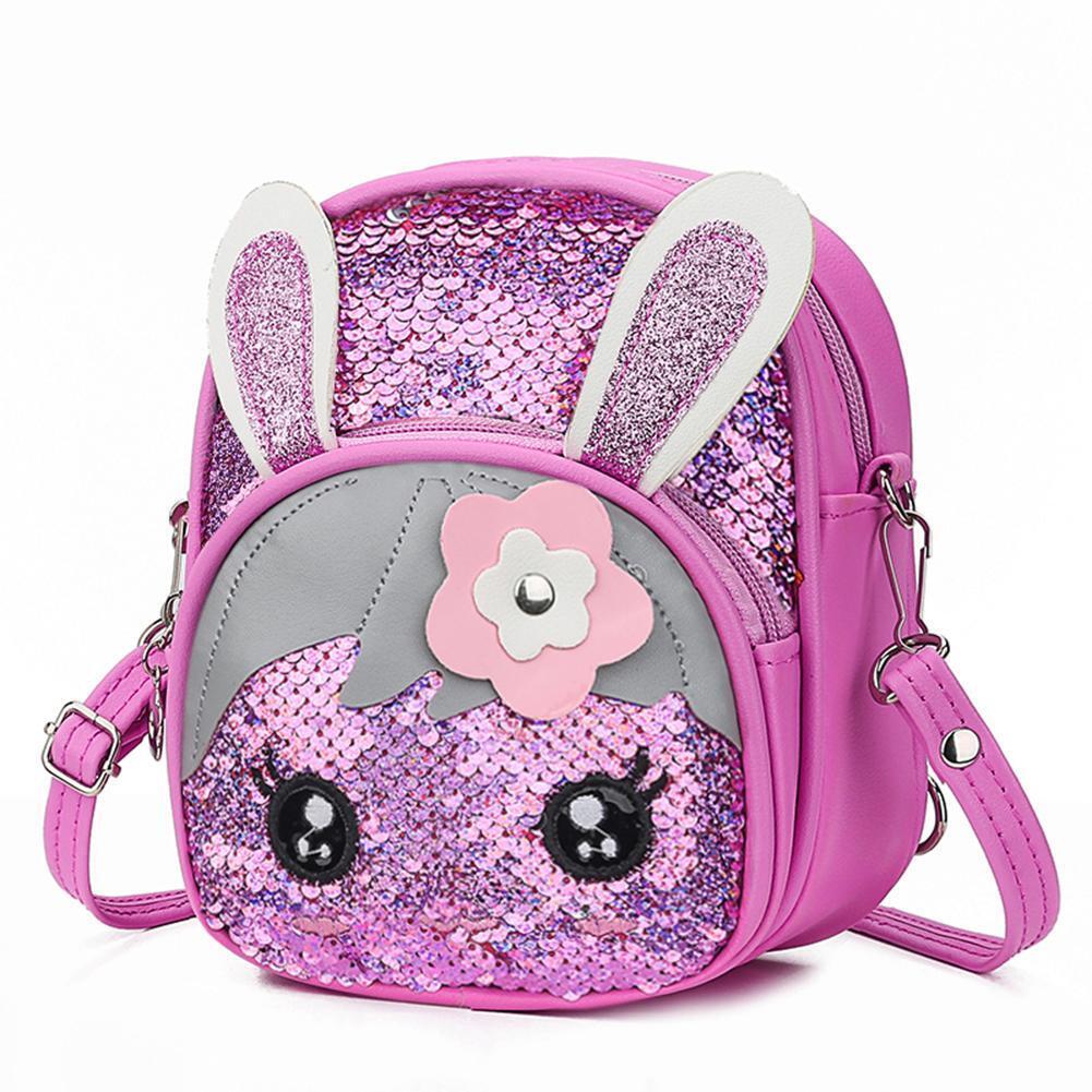 Shoulder Backpacks Girls Cute Animal Decor Messenger Rucksack (Rose Red)