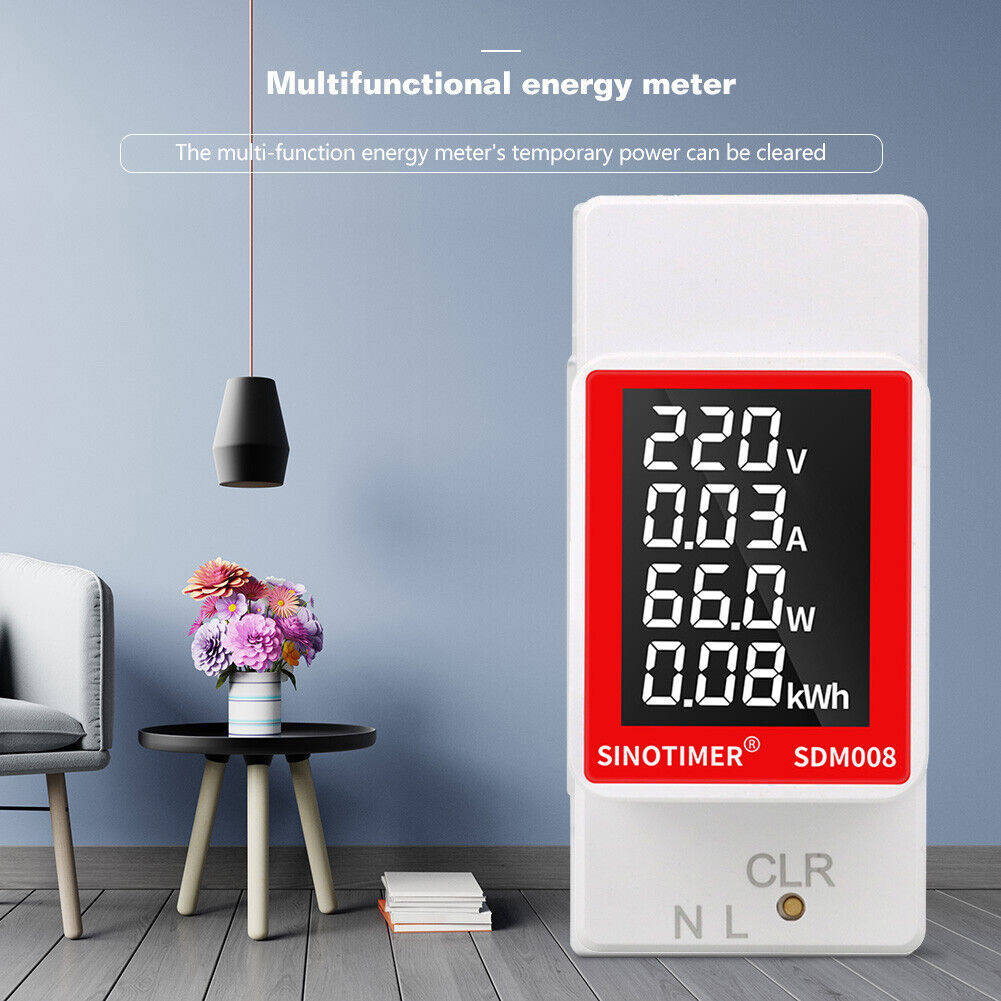 SDM008 Digital Wattmeter kWh Voltage Current Power Consumption Energy Meter