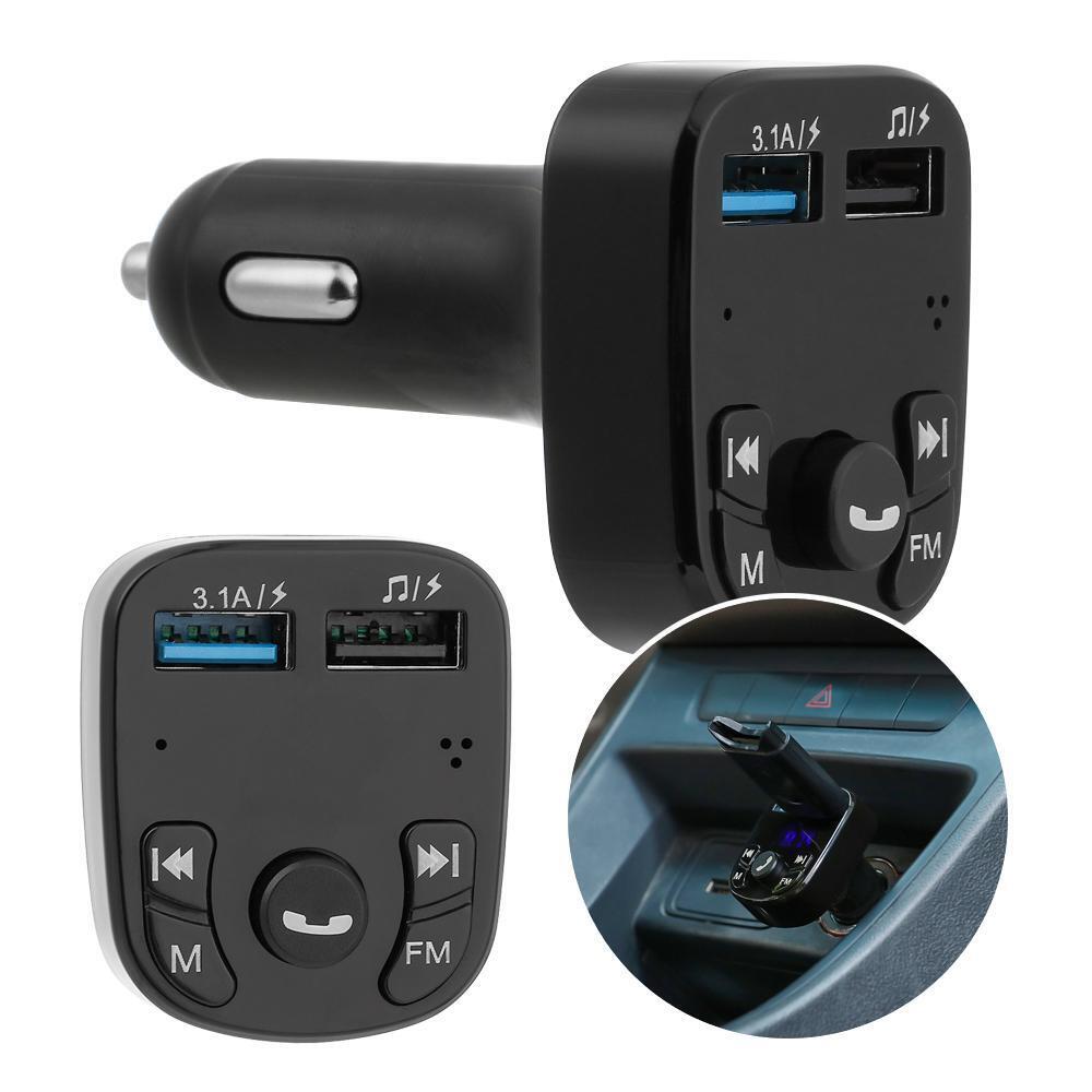 MP3 Player Car FM Transmitter Fast Charger Dual USB Ports Bluetooth Adapter