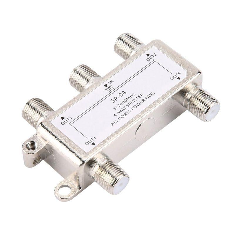 5-2400MHz 4 Way HD Digital Coax Cable Splitter 4 Channel Satellite/Antenna TV