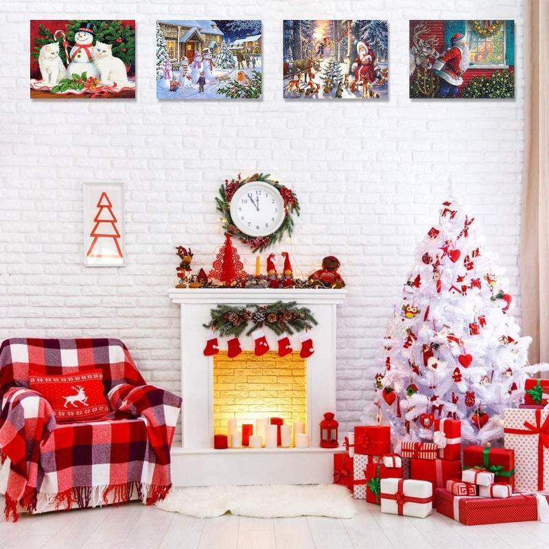 4 Sets Christmas Snowman 5D Full Drill Diamond Painting Embroidery Cross Stitch