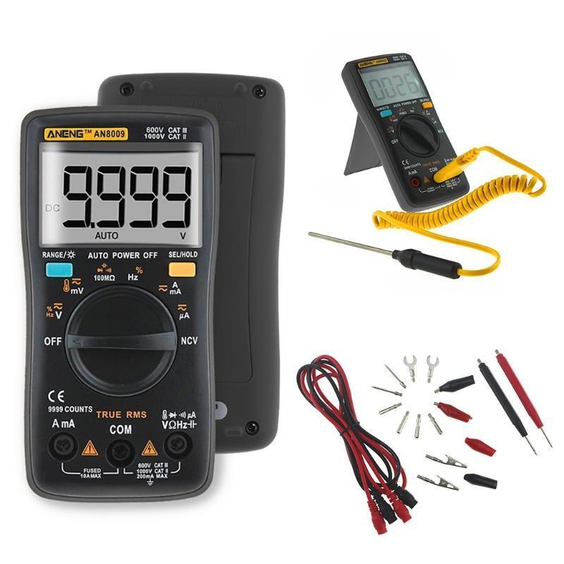 AN8009 True-RMS Auto Range Digital Multimeter NCV Ohmmeter Voltage Ammeter Black