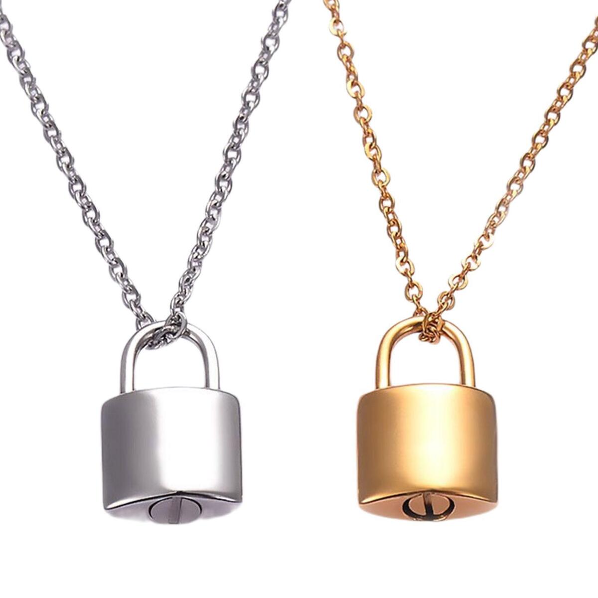 2Pcs Mini Padlock Cremation Urn Necklace Cremation Keepsake Charm Decorative