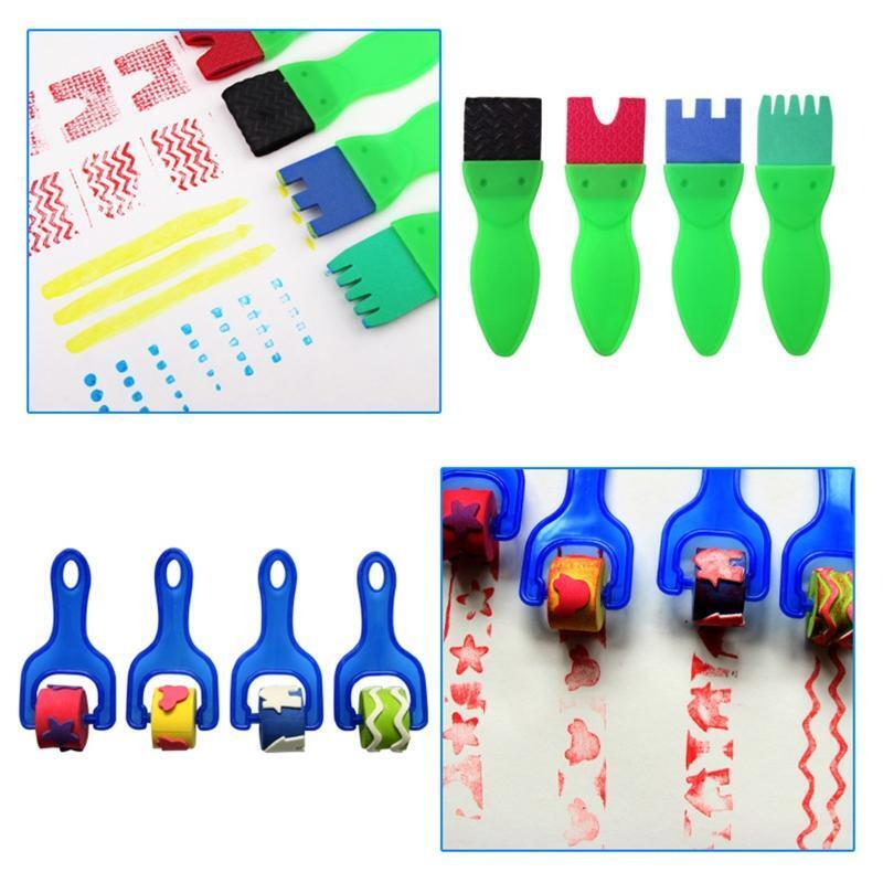 26Pcs Sponge Painting Brushes Kids Drawing Tools Early Learning Kit with PVC Bag