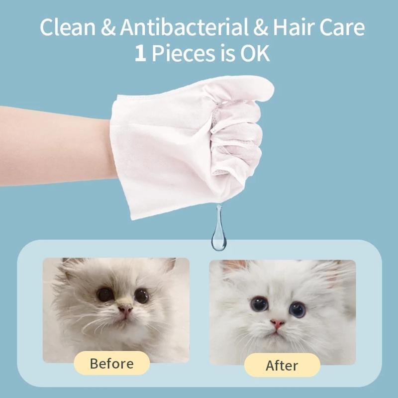 No Rinse Pet Wipes for Bathing Dog Grooming Cat Washing Gloves Simple to Use