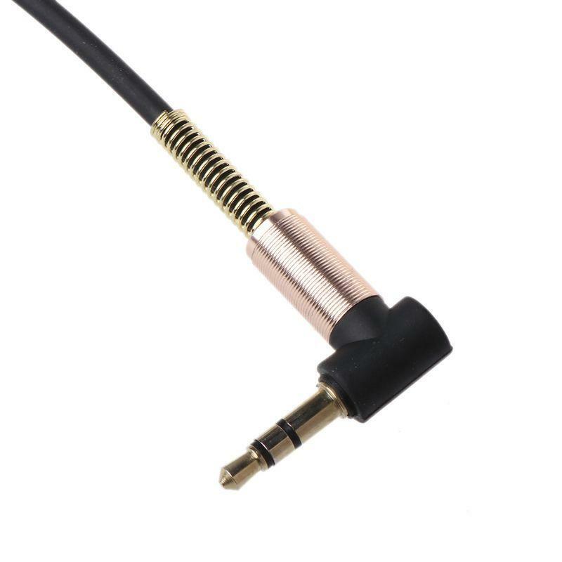 24cm Dual 90 Degree Nylon 3.5 mm to 3.5mm Male Jack Audio Cable Car Aux Cord