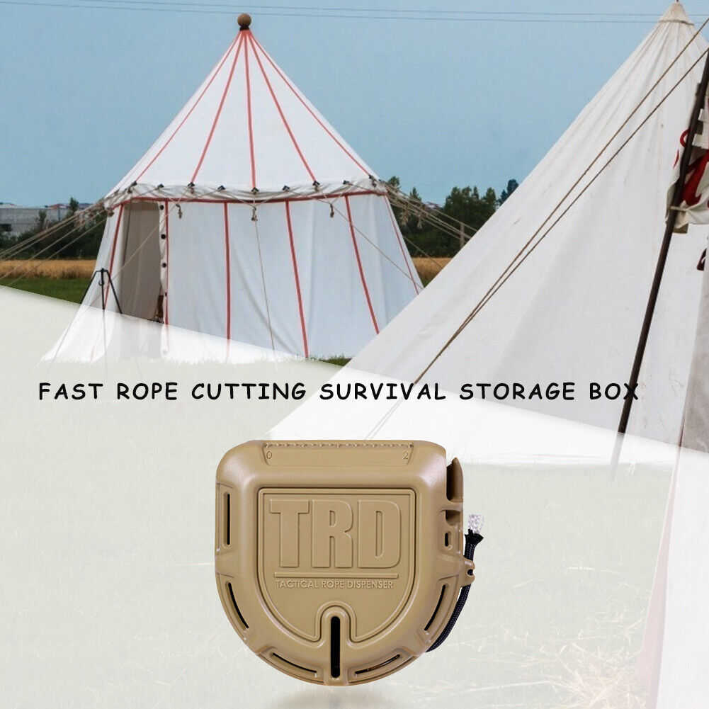 Outdoor Rope Dispenser Paracord Storage Box for Survival Emergency (Camel)