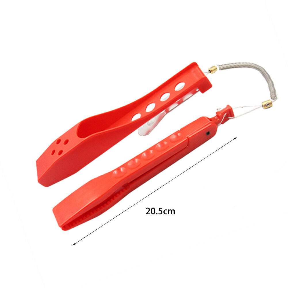 Fishing Tongs Gripper Portable Fishing Clip Grabber with Lanyard (Red)