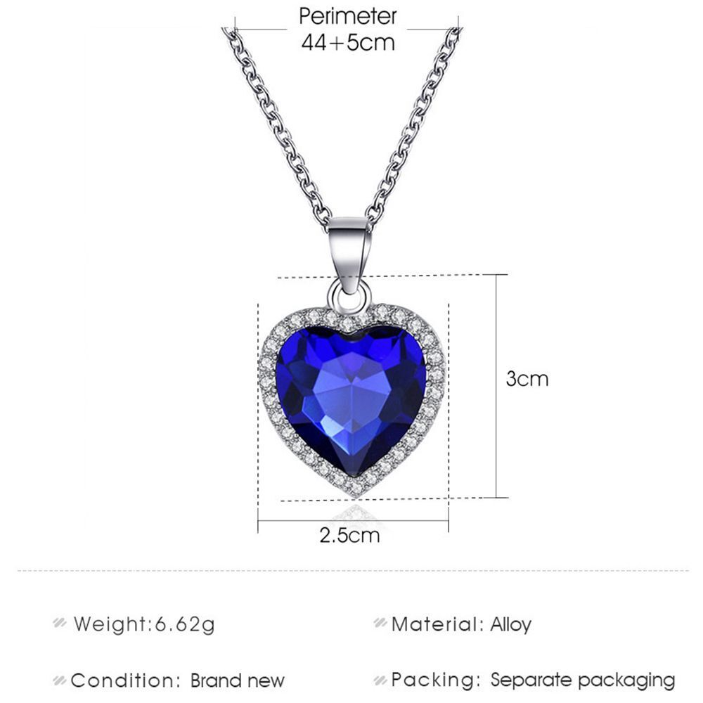 Blue Crystal Titanic Women's Necklace Heart Forever Pendant Heart of Ocean