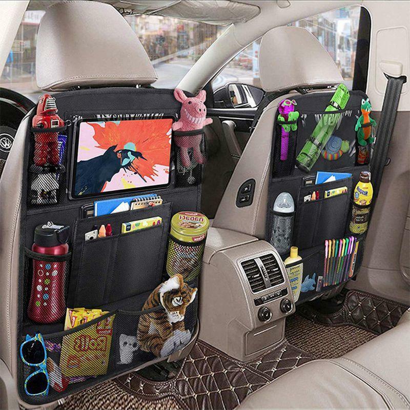 Rear seat storage bag rear seat protection pad with touch screen tablet stand