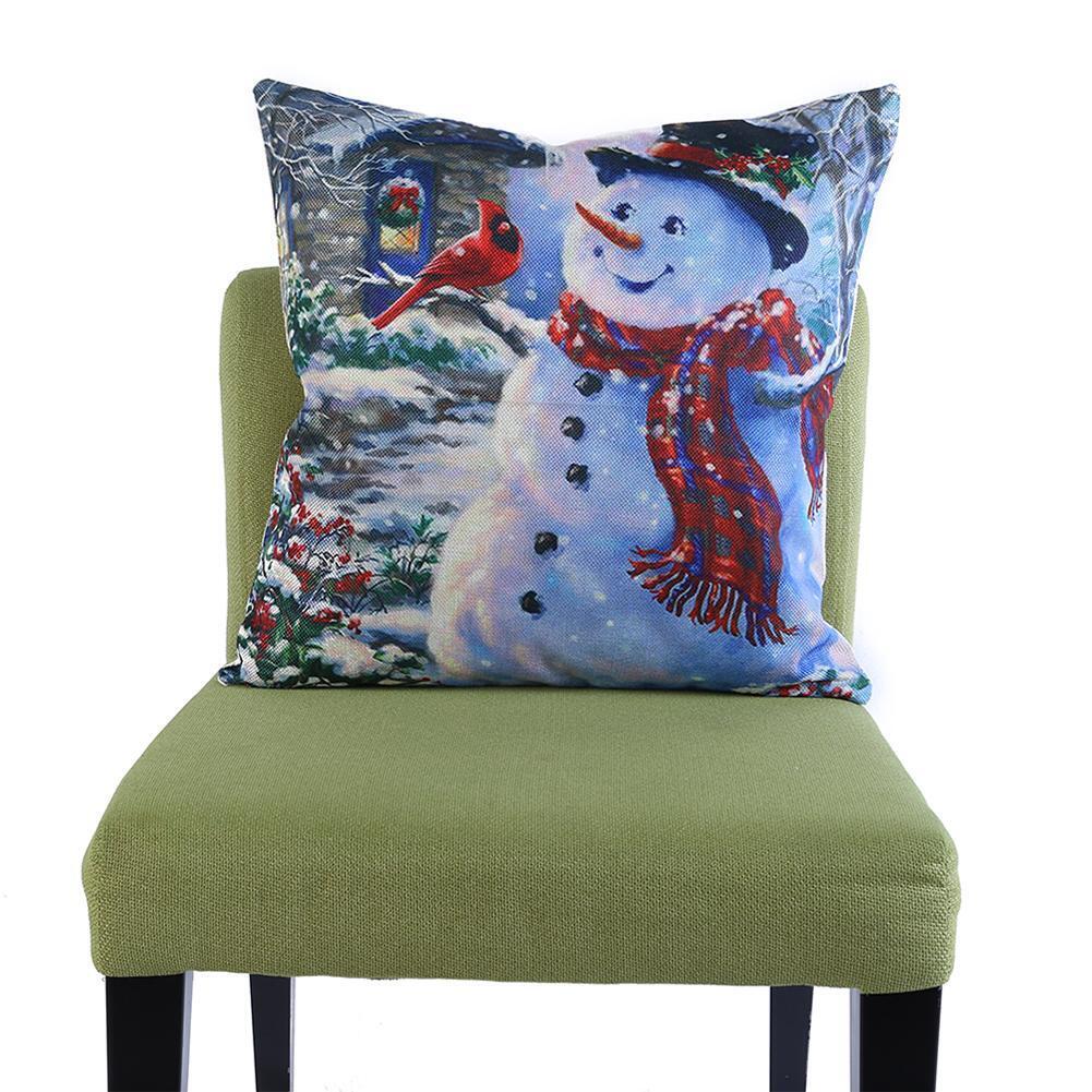 Christmas Snowman Cotton Linen Throw Pillow Case Cushion Home Sofa Decor(3)
