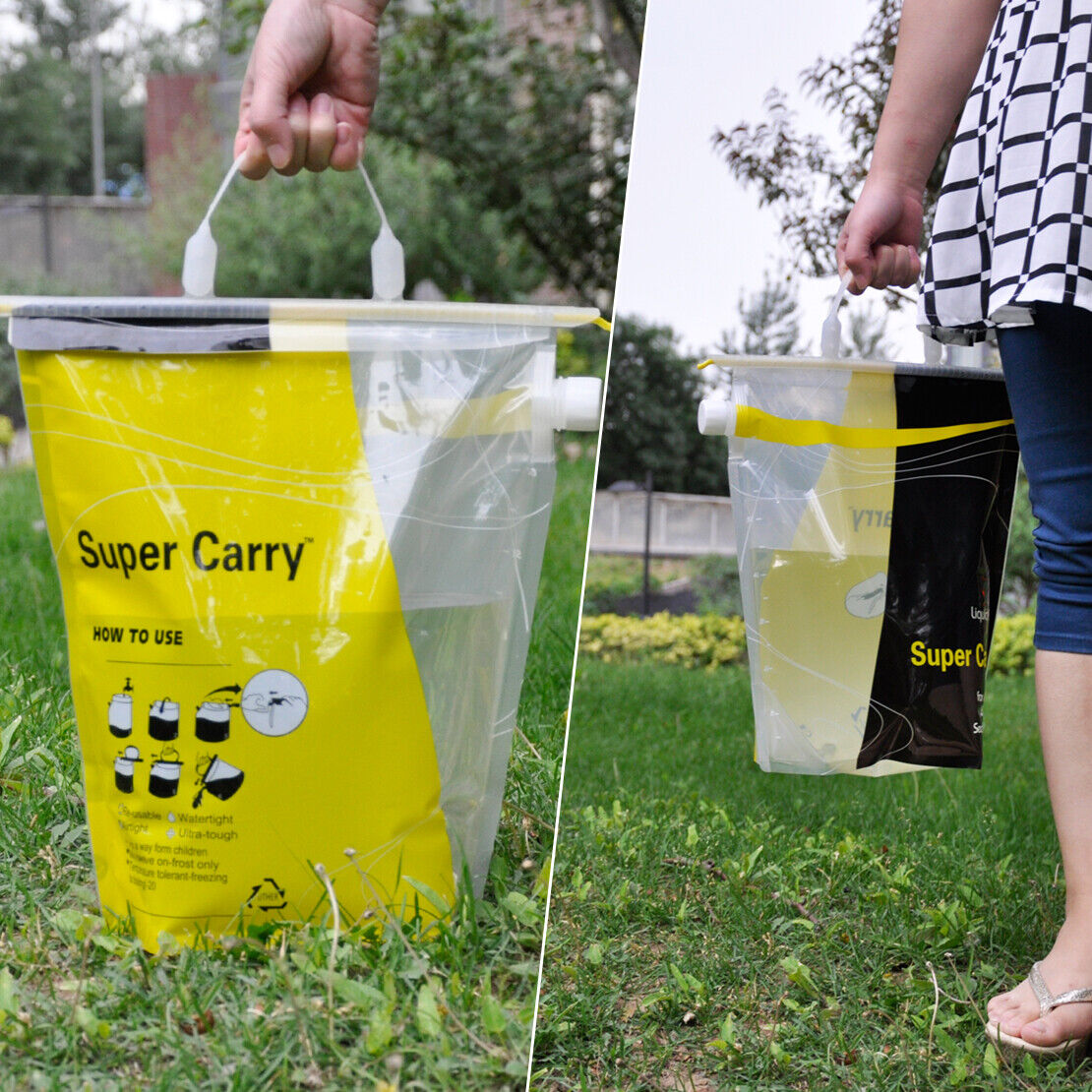 6L Portable Camping Hiking Folding Water Storage Liquid Bag Lifting Carrier Li