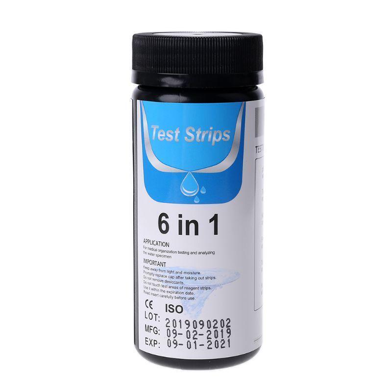 100strips Water Test Paper 6in1 pH alkalinity Nitrite Chlorine Hardness Analyzer