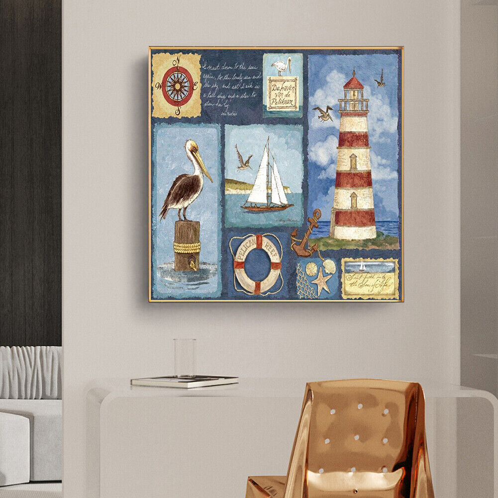 DIY Diamond Painting Sea Collage Round Drill Art Picture Rhinestone Decor