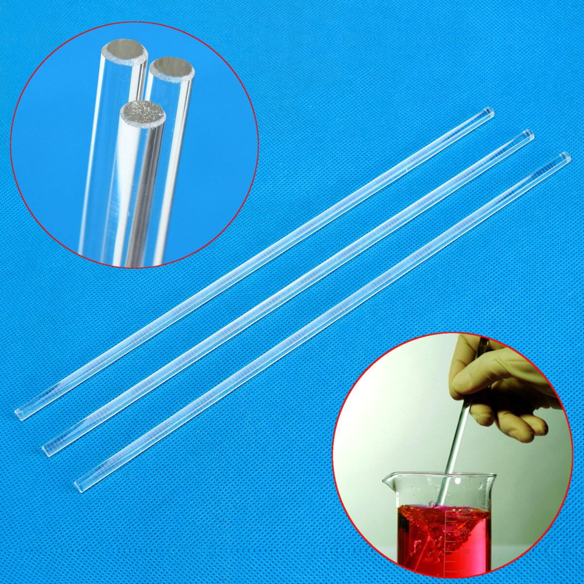 Glass Stirring Rod Stirrer Mixer Glass Bar 300mm 6mm Lab Glassware Experimental