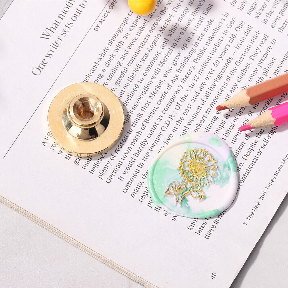 Round Grass Flower Wax Sealing Stamp Head Copper Stamps w/o Handle (ZR028)