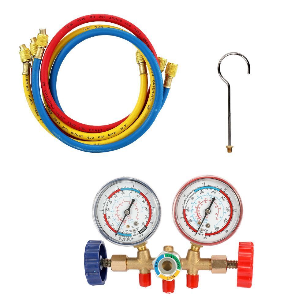 and Hook Refrigerant Manifold Gauge Set Car AC Gauge Set Air Conditioning Tools