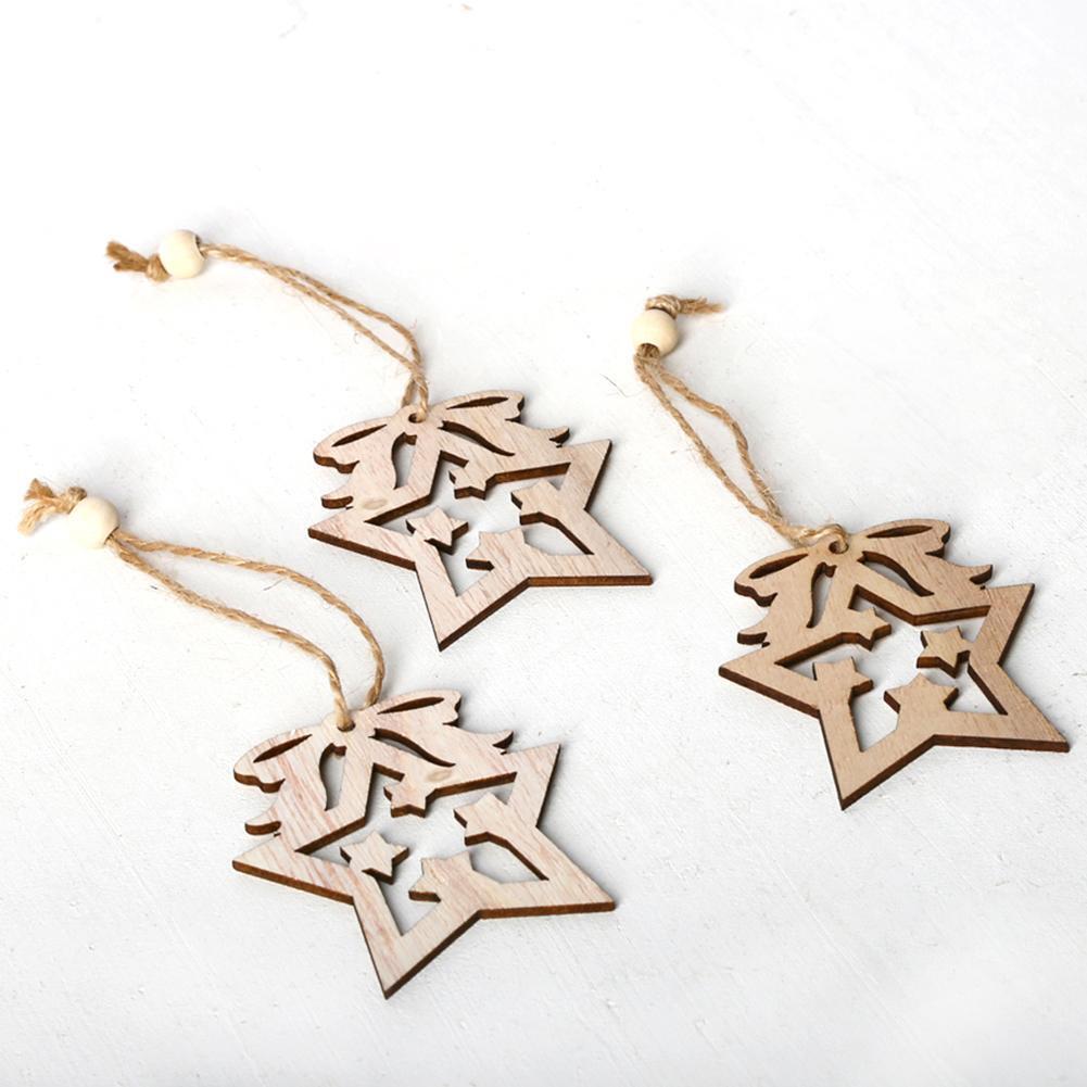 3pcs DIY Christmas Wooden Pendants Nordic Style Window Decor (JM01593)