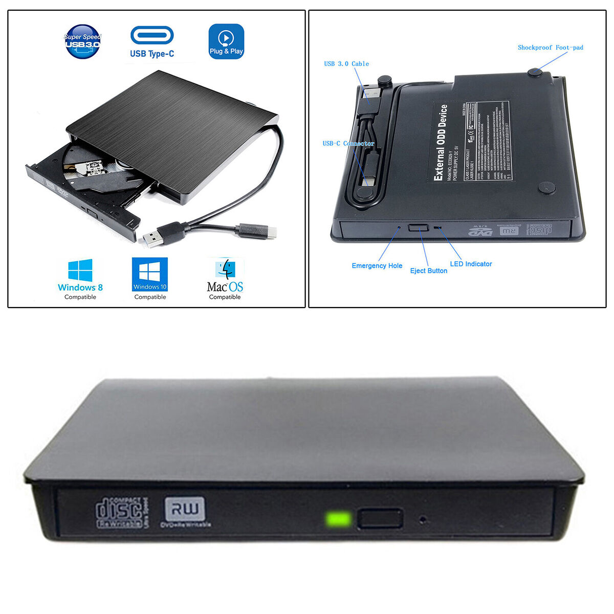 Duplicateur de disque externe pour lecteur de DVD pour ordinateurs