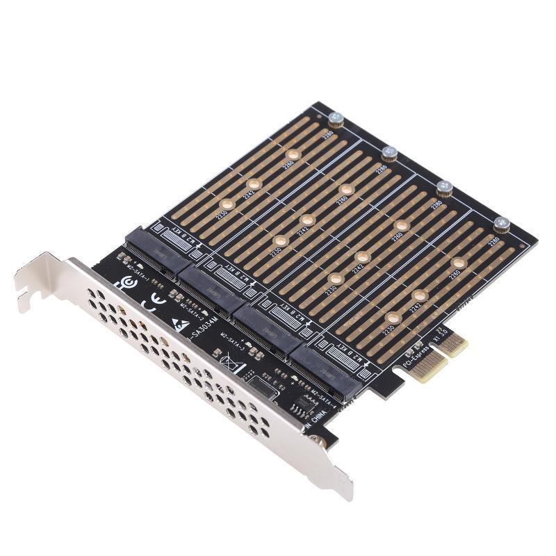 M.2 (B Key) Sata NGFF SSD to PCIE for 2280/60/42/30 to 4 Ports PCI-e X1 Riser