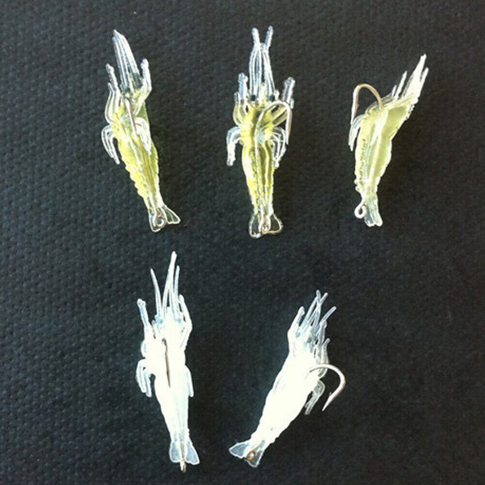 9Pcs Soft Shrimp Fishing Bait Worm Lures Hook Crankbaits Hooks Baits Tackle