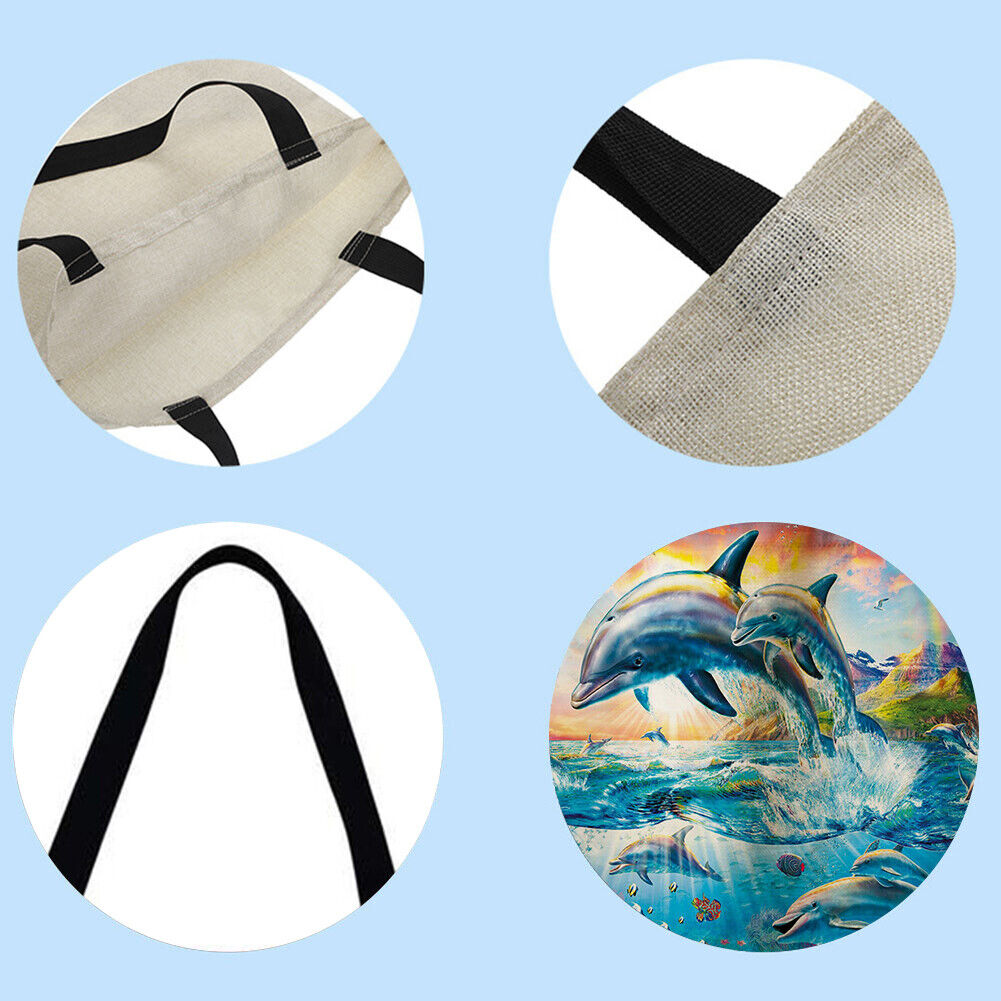Dolphin Printed Shoulder Shopping Bag Casual Large Tote Handbag (40*40cm)