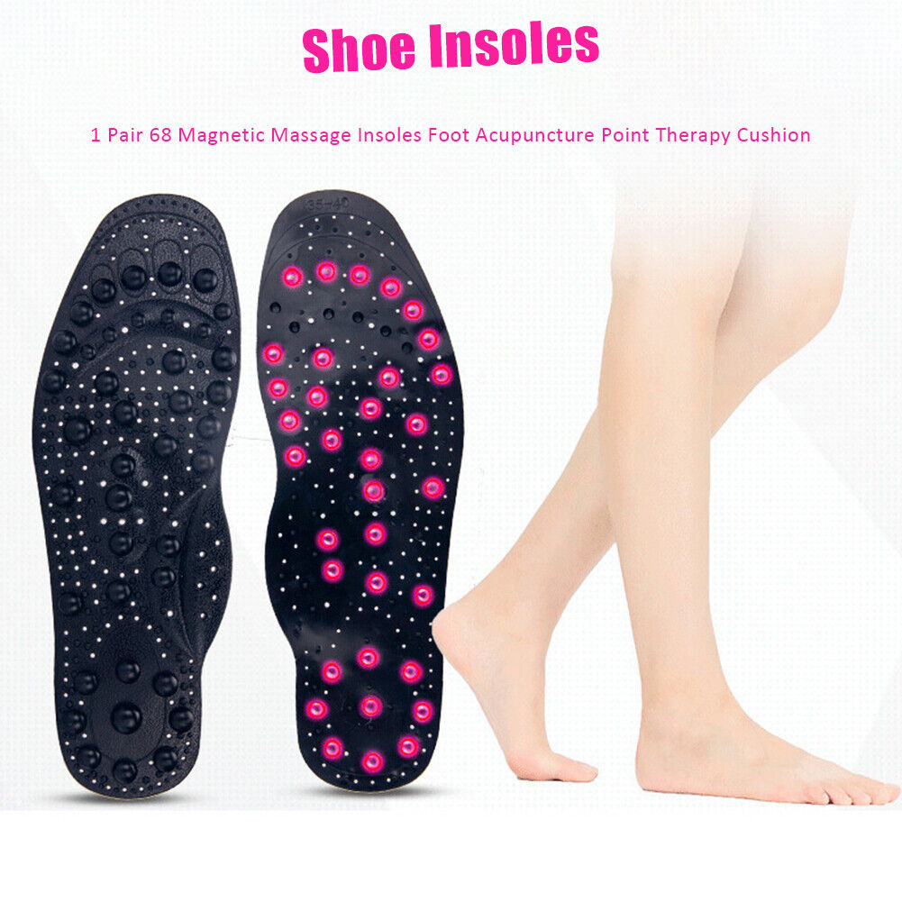 1 Pair Magnetic Massage Insoles Foot Acupuncture Point Therapy Cushion (L)