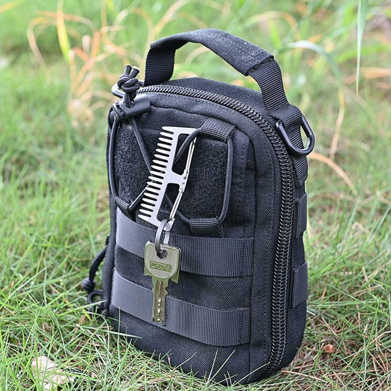 Pure Titanium Hair Comb Anti Static EDC Carabiner Pocket Keychain Hanging Buckle