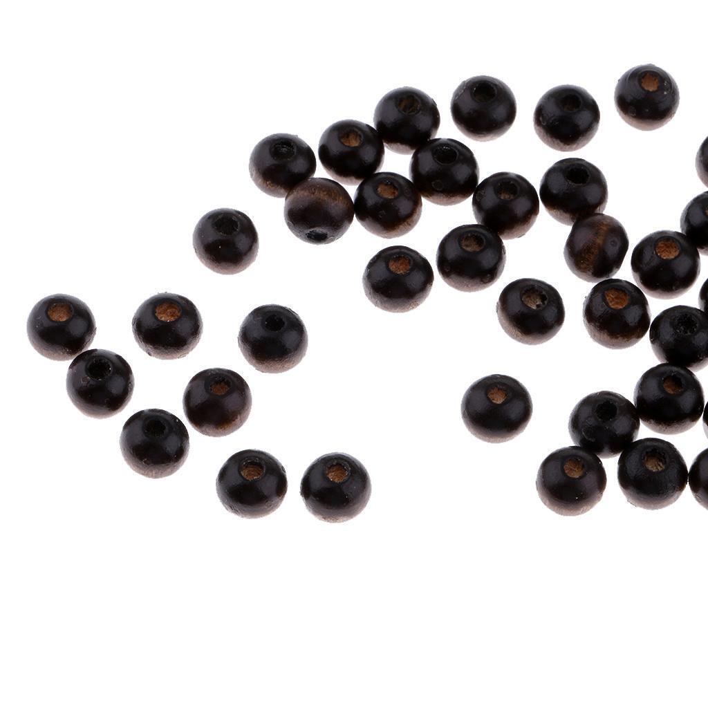 100 Pieces Black Round Wooden Beads Loose Beads for Kids Beading Craft 8mm