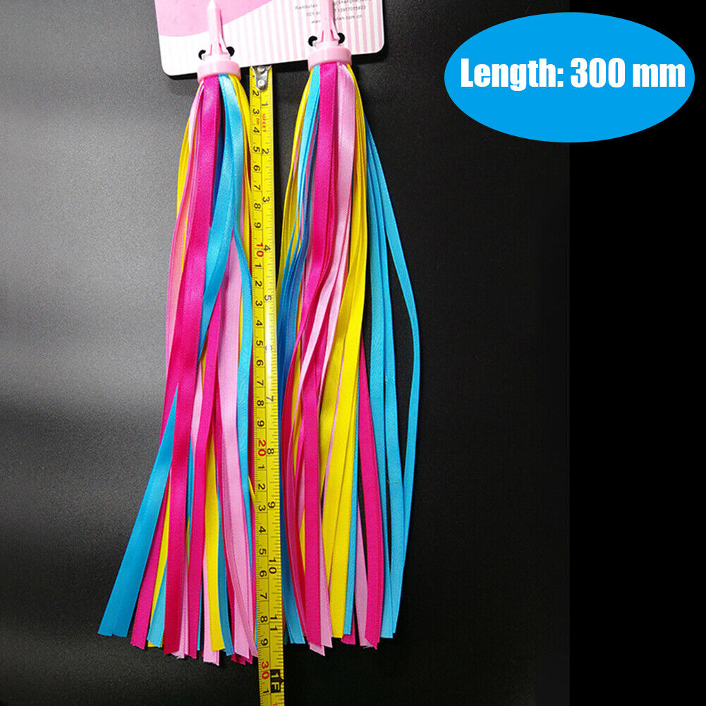 2x Bicycle Handlebar Tassel Streamers Kid Scooter Bike Ribbon (Yellow Pink)