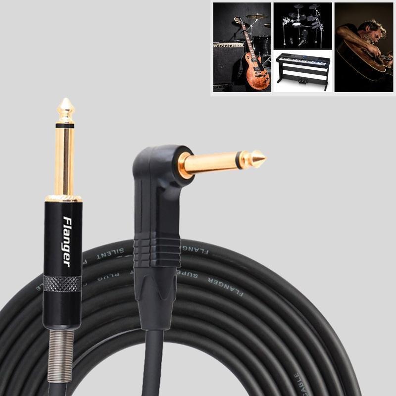 Guitar Lead Cable 6.35mm for Electric Guitar Bass Keyboard Straight to L Shape
