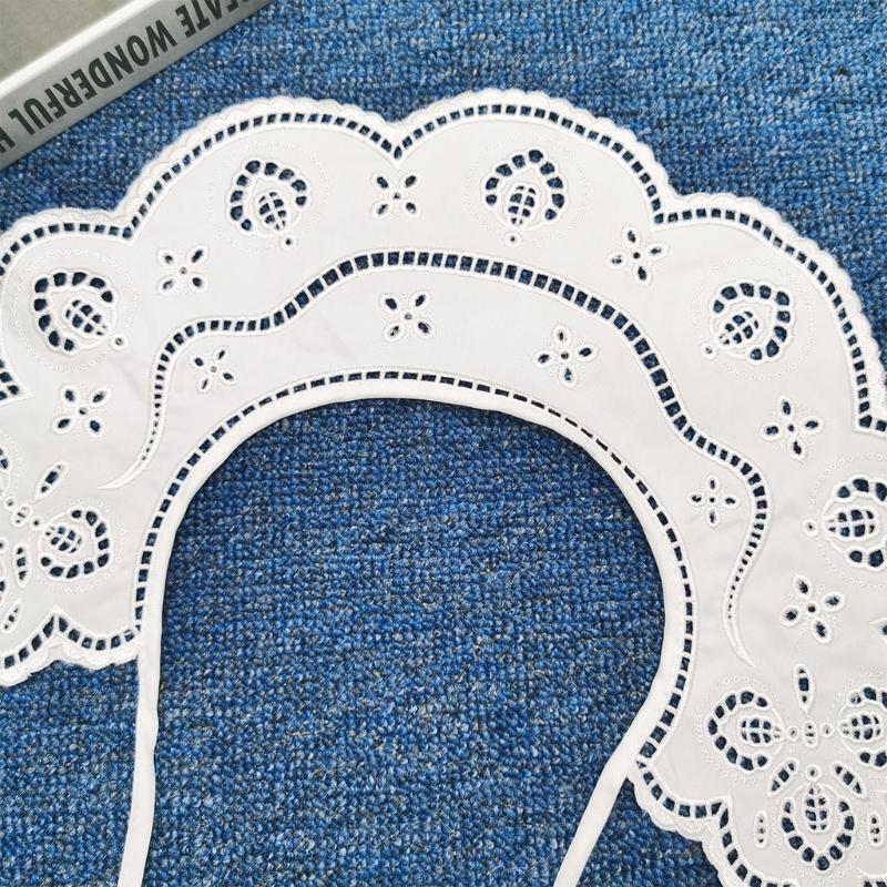 Women Embroidery Faux Collar Hollow Out Floral Lace Spread Shawl Lace-Up Poncho