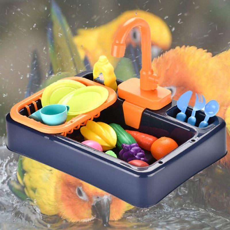 Multifunctional Parrot Bath Tub with 180° Rotation Tap Container Automatic Water