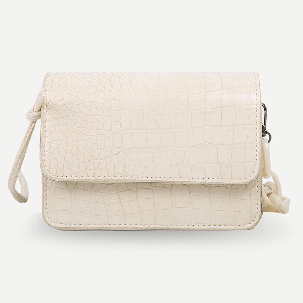 Pure Crossbody Bag Women Alligator PU Shoulder Small Money Pouch (L Beige)