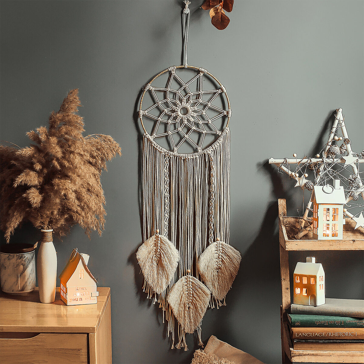 Nordic Woven Dream Catcher, Handmade Wall Hanging Decor for Room Wedding