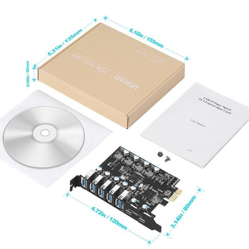 7 Ports USB 3.0 PCI Express Adapter Card Type C PCI-E Expansion PCIE USB 3.0 HUB
